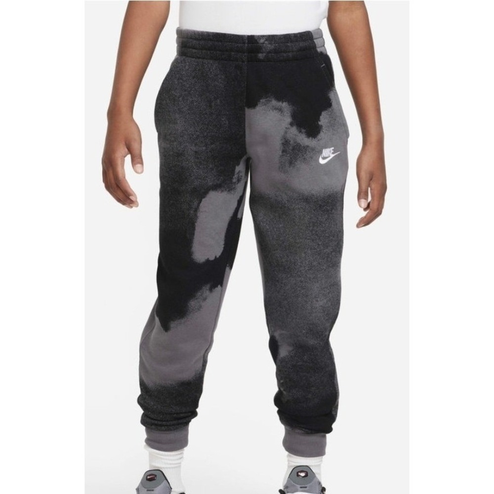 NIKE CLUB FLEECE JOGGER SWEATPANTS KIDS XL BLACK GRAY TIE DYE POCKETS SCHOOL EUC